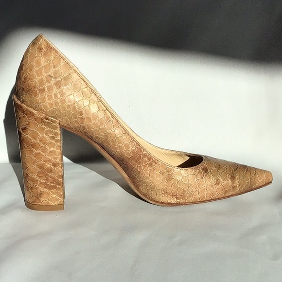 Butter Heels Italian Leather Snakeskin Embossed - Picture 4 of 15